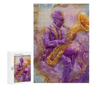 300 PCS Puzzles for Adults Purple Jazz Musician Painting Jigsaw Puzzles for Adults Improve Memory Help The Brain Exercise Gifts for Friends And Family 300 PCS