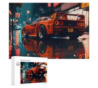 300 PCS Puzzles for Adults Rainy Night Cityscape with Sports Car Jigsaws for Adults Relaxing Games Presents for Women Unique Gifts for Birthday And Christmas 300 PCS