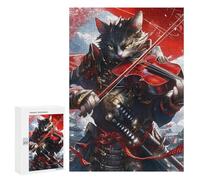 300 PCS Puzzles for Adults Samurai Cat Playing Violin Jigsaw Puzzles for Adults Improve Memory Help The Brain Exercise Gifts for Friends And Family 300 PCS