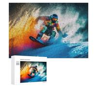 300 PCS Puzzles for Adults Snowboarder in Action Colorful Motion Blur Jigsaws for Adults Relaxing Games Presents for Women Unique Gifts for Birthday And Christmas 300 PCS