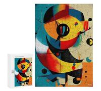 300 PCS Puzzles for Adults Solar Orbit - Cosmic Abstract Geometry in Cyan, Vermillion, And Gold Jigsaws for Adults Relax Games Presents for Women Birthday And Unique Gifts 300 PCS