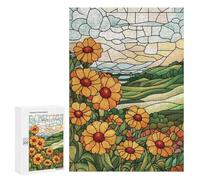 300 PCS Puzzles for Adults Stained Glass Flowers & Landscape Jigsaws for Adults Relax Games Presents for Women Birthday And Unique Gifts 300 PCS