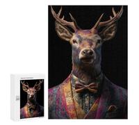 300 PCS Puzzles for Adults Stylish Deer in Suit Puzzle For Teenagers Birthday Present Difficult And Challenge Unique Birthday And Xmas Gifts 300 PCS