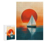 300 PCS Puzzles for Adults Sunset Sailboat Reflection Art Print Jigsaw Puzzles for Adults Improve Memory Help The Brain Exercise Gifts for Friends And Family 300 PCS