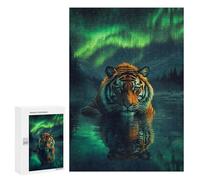 300 PCS Puzzles for Adults Tiger Under Aurora Borealis Jigsaws for Adults Relax Games Presents for Women Birthday And Unique Gifts 300 PCS