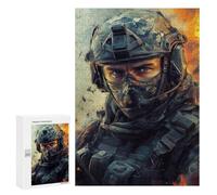 300 PCS Puzzles for Adults Warrior in Flames Tactical Gear Jigsaw Puzzles for Adults Improve Memory Help The Brain Exercise Gifts for Friends And Family 300 PCS