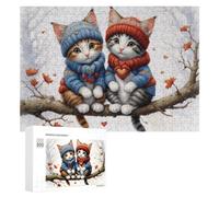 300 PCS Puzzles for Adults Winter Cats in Cozy Hats Jigsaws for Adults Relaxing Games Presents for Women Unique Gifts for Birthday And Christmas 300 PCS