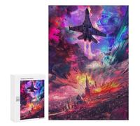 300 PCS Puzzles for Teenagers Cityscape with Jet Fighter Jigsaw Puzzles for Teenagers Staycation Kill Time Help The Brain Exercise Family Fun & Game Night 300 PCS