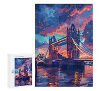 300 PCS Puzzles for Teenagers London Bridge Sunset Jigsaw Puzzles for Teenagers Staycation Kill Time Help The Brain Exercise Family Fun & Game Night 300 PCS