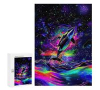 300 PCS Puzzles for Teenagers Neon Orca Ocean Art Print Jigsaw Puzzles for Teenagers Staycation Kill Time Help The Brain Exercise Family Fun & Game Night 300 PCS