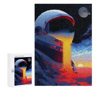 300 PCS Puzzles for Teenagers Space Astronaut Sunset Art Print Jigsaw Puzzles for Teenagers Staycation Kill Time Help The Brain Exercise Family Fun & Game Night 300 PCS