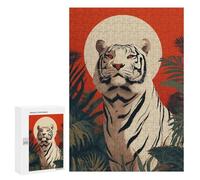 300 PCS Puzzles for Teenagers Tiger Jungle Sunset Art Print Jigsaw Puzzles for Teenagers Staycation Kill Time Help The Brain Exercise Family Fun & Game Night 300 PCS