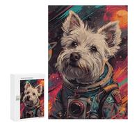 300 PCS Puzzles for Teenagerss Astronaut Space Terrier Puzzle for Adults Fun Games Staycation Kill Time Help The Brain Exercise 300 PCS
