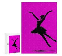 `300 PCS Puzzles for Teenagerss Ballerina Silhouette - Elegant Dance on Pink Puzzles for Adults Family Games Difficult Challenge Help The Brain Exercise 300 PCS