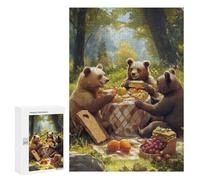 300 PCS Puzzles for Teenagerss Bears Picnic in The Woods Puzzle for Adults Fun Games Staycation Kill Time Help The Brain Exercise 300 PCS
