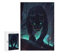 300 PCS Puzzles for Teenagerss Black Panther with Glowing Eyes Puzzle for Adults Fun Games Staycation Kill Time Help The Brain Exercise 300 PCS