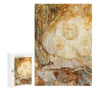 300 PCS Puzzles for Teenagerss Cheetah Under A Golden Moon Puzzle for Adults Fun Games Staycation Kill Time Help The Brain Exercise 300 PCS
