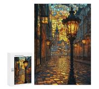300 PCS Puzzles for Teenagerss Cobblestone Street Lights Puzzle for Adults Fun Games Staycation Kill Time Help The Brain Exercise 300 PCS