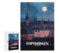 `300 PCS Puzzles for Teenagerss Copenhagen, Denmark at Night Puzzles for Adults Family Games Difficult Challenge Help The Brain Exercise 300 PCS