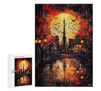 300 PCS Puzzles for Teenagerss Crimson Dusk Tokyo at Sunset Puzzle for Adults Fun Games Staycation Kill Time Help The Brain Exercise 300 PCS