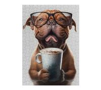 300 PCS Puzzles for Teenagerss Cute Dog And Espresso Adult Puzzles Brain Teaser Game Stress Reliever Deal As Gifts for The Whole Family 300 PCS
