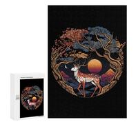 `300 PCS Puzzles for Teenagerss Deer Gold Tree Puzzles for Adults Family Games Difficult Challenge Help The Brain Exercise 300 PCS