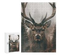 `300 PCS Puzzles for Teenagerss Deer in Foggy Forest Puzzles for Adults Family Games Difficult Challenge Help The Brain Exercise 300 PCS