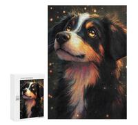 `300 PCS Puzzles for Teenagerss Dog Portrait with Golden Glow Puzzles for Adults Family Games Difficult Challenge Help The Brain Exercise 300 PCS