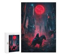 300 PCS Puzzles for Teenagerss Dragon Rider in Cityscape Puzzle for Adults Fun Games Staycation Kill Time Help The Brain Exercise 300 PCS