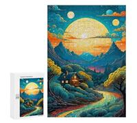 300 PCS Puzzles for Teenagerss Dreamy Mountain Sunset Puzzle for Adults Fun Games Staycation Kill Time Help The Brain Exercise 300 PCS