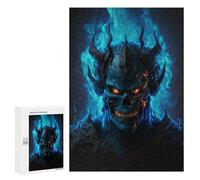 300 PCS Puzzles for Teenagerss Fiery Demon Skull Artwork Puzzle for Adults Fun Games Staycation Kill Time Help The Brain Exercise 300 PCS