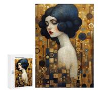 300 PCS Puzzles for Teenagerss Golden Abstract Lady Puzzle for Adults Fun Games Staycation Kill Time Help The Brain Exercise 300 PCS
