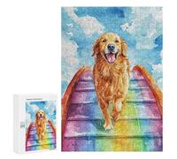 300 PCS Puzzles for Teenagerss Golden Retriever Rainbow Bridge Puzzle for Adults Fun Games Staycation Kill Time Help The Brain Exercise 300 PCS