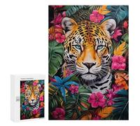 300 PCS Puzzles for Teenagerss Jaguar in Jungle Bloom Puzzle for Adults Fun Games Staycation Kill Time Help The Brain Exercise 300 PCS