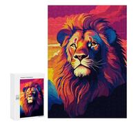 300 PCS Puzzles for Teenagerss Lion Sunset Pixel Art Puzzle for Adults Fun Games Staycation Kill Time Help The Brain Exercise 300 PCS