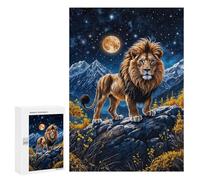 `300 PCS Puzzles for Teenagerss Lion Under Full Moon Puzzles for Adults Family Games Difficult Challenge Help The Brain Exercise 300 PCS