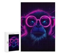 `300 PCS Puzzles for Teenagerss Neon Monkey Portrait Puzzles for Adults Family Games Difficult Challenge Help The Brain Exercise 300 PCS