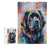 300 PCS Puzzles for Teenagerss Newfoundland Dog Graffiti Puzzle for Adults Fun Games Staycation Kill Time Help The Brain Exercise 300 PCS