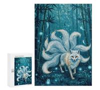 `300 PCS Puzzles for Teenagerss Nine-tailed Fox in Bamboo Forest Puzzles for Adults Family Games Difficult Challenge Help The Brain Exercise 300 PCS