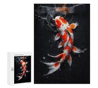 300 PCS Puzzles for Teenagerss Orange And White Koi Fish Puzzle for Adults Fun Games Staycation Kill Time Help The Brain Exercise 300 PCS