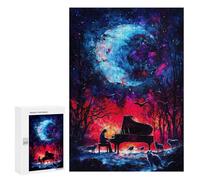 `300 PCS Puzzles for Teenagerss Piano Under A Cosmic Moon Puzzles for Adults Family Games Difficult Challenge Help The Brain Exercise 300 PCS