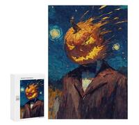300 PCS Puzzles for Teenagerss Pumpkin Head Man Starry Night Puzzle for Adults Fun Games Staycation Kill Time Help The Brain Exercise 300 PCS