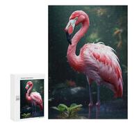 300 PCS Puzzles for Teenagerss Rainy Pink Flamingo Puzzle for Adults Fun Games Staycation Kill Time Help The Brain Exercise 300 PCS