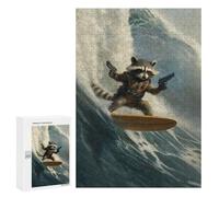 300 PCS Puzzles for Teenagerss Rocket Raccoon Surfing Puzzle for Adults Fun Games Staycation Kill Time Help The Brain Exercise 300 PCS