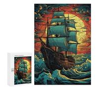 `300 PCS Puzzles for Teenagerss Sailing Into Sunset Puzzles for Adults Family Games Difficult Challenge Help The Brain Exercise 300 PCS