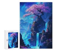 `300 PCS Puzzles for Teenagerss Sakura Dreamscape Temple Puzzles for Adults Family Games Difficult Challenge Help The Brain Exercise 300 PCS