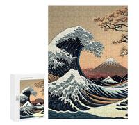 `300 PCS Puzzles for Teenagerss Sea Wave Japanese Art 2 Puzzles for Adults Family Games Difficult Challenge Help The Brain Exercise 300 PCS