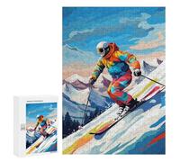 `300 PCS Puzzles for Teenagerss Ski Snow Mountains Puzzles for Adults Family Games Difficult Challenge Help The Brain Exercise 300 PCS