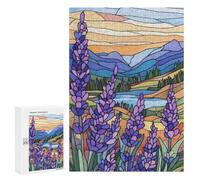 `300 PCS Puzzles for Teenagerss Stained Glass Mountain Landscape Puzzles for Adults Family Games Difficult Challenge Help The Brain Exercise 300 PCS
