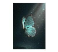 300 PCS Puzzles for Teenagerss Turquoise Butterfly in Dark Ambiance Jigsaw Puzzle Brain Teaser Game Presents for Women Deal As Gifts for The Whole Family 300 PCS